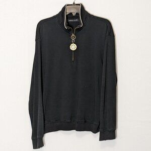 Men's "Nicklaus" Black, Cotton Knit, High Neck Pullover Zip Jacket; Size M